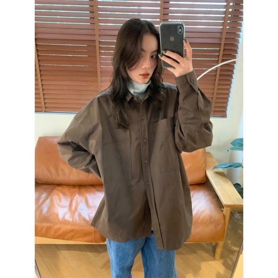 셔츠형 오버사이즈 브라운 아우터