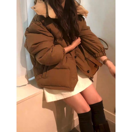 뽀송 브라운 두꺼운 숏패딩