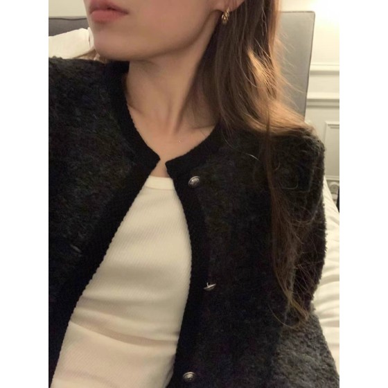 여성 양털 블랙 니트