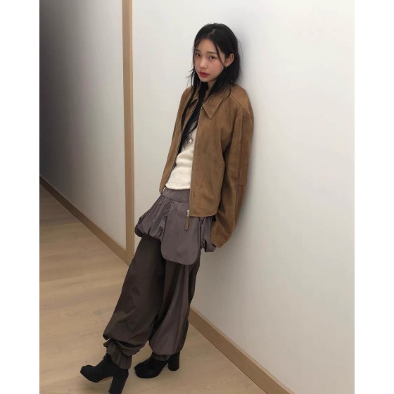 캐주얼 여성 브라운 자켓